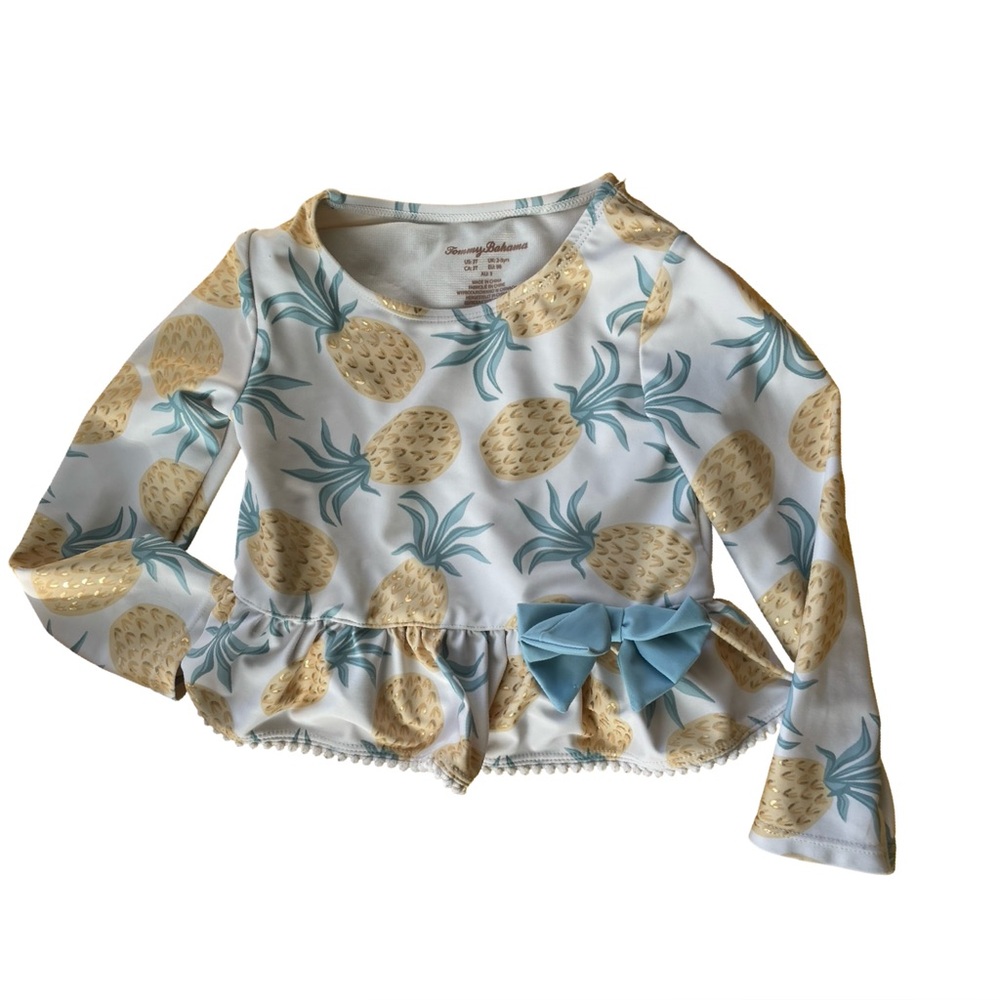 Tommy Bahama toddler girls long sleeve RASH GUARD WITH PINEAPPLES SIZE 3T #132